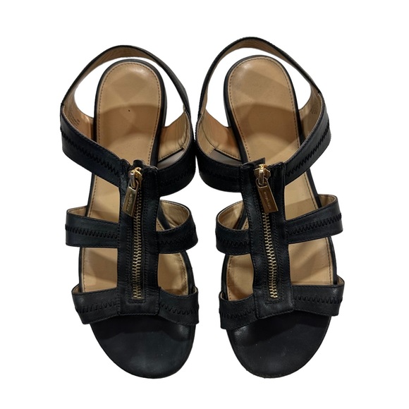 Michael Kors Berkley Flat Women Black Strappy Open Toe Slingback Sandals Sz 9M - Picture 1 of 13